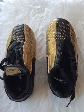 Kids Metallic Gold and Black Lace-Up Sneakers